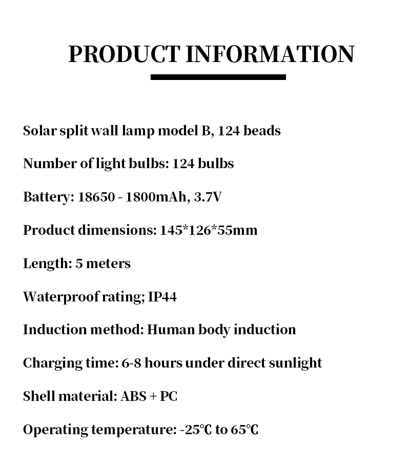 High Quality Outdoor Solar Powered Garden Wall Lamp 124LED IP44 Waterproof Motion Sensor Solar Yard Wall Light
