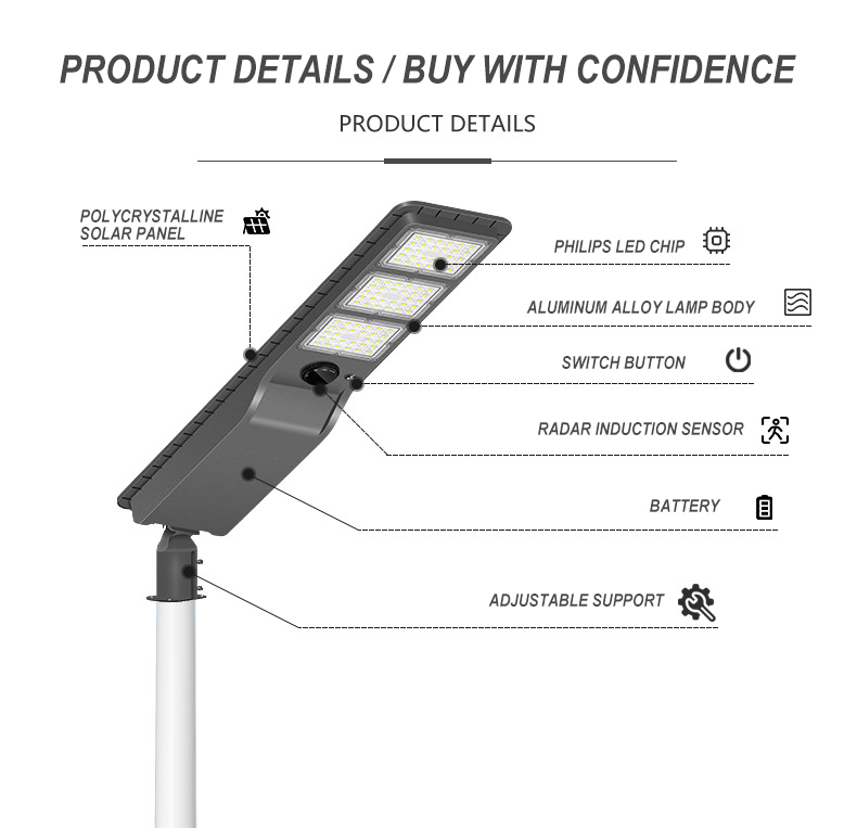 Integrated Solar Street Light Special for Rural Roads, Fast Charging, All-weather Stable Lighting