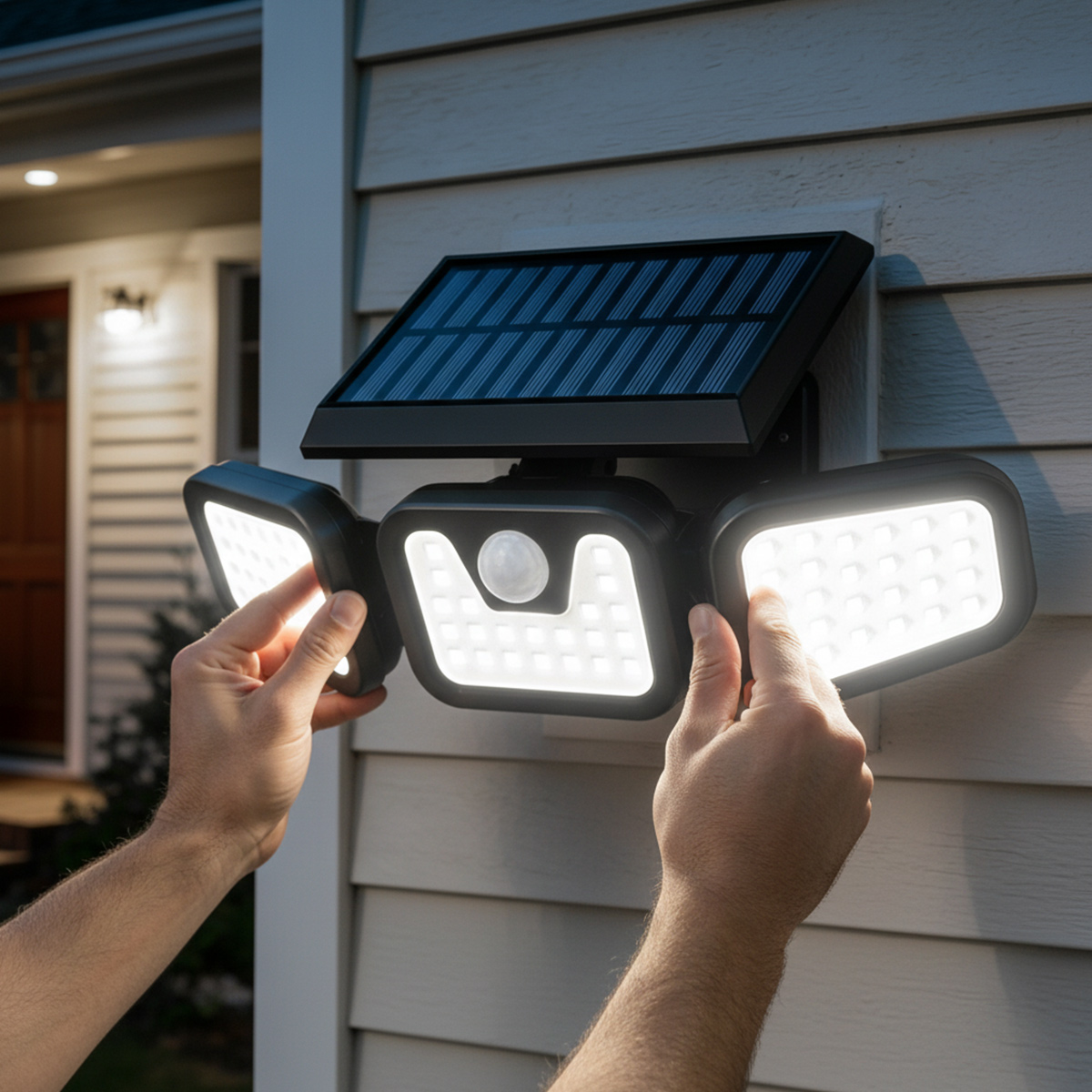 Automatic 74 LED Wireless Solar Wall Light Outdoor Garden Landscape Lamp For Patio, Backyard And Pathway With 6000K Daylight.