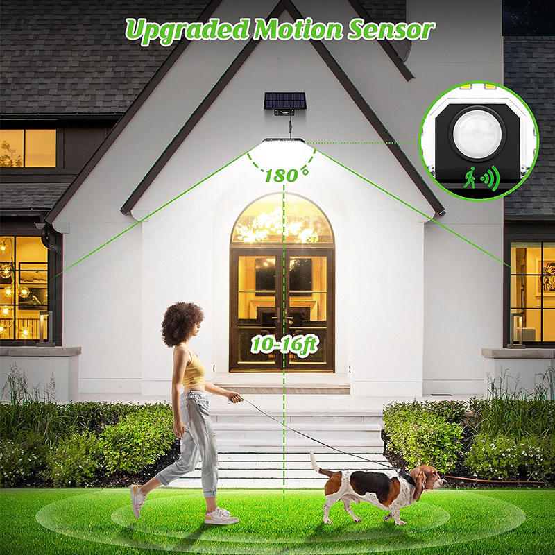 EGH High Quality Outdoor Solar Powered Garden Wall Lamp 124LED IP44 Waterproof Motion Sensor Solar Yard Wall Light