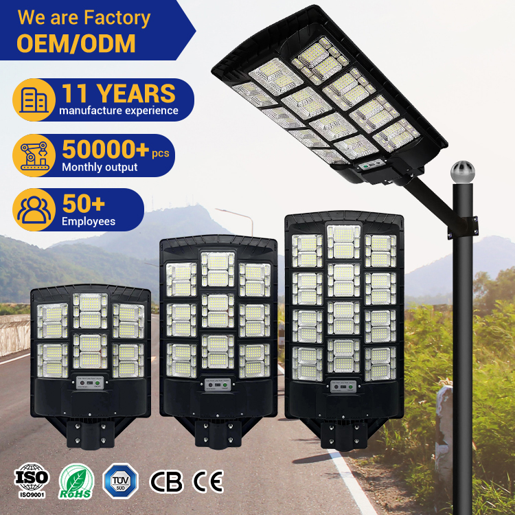 High Power 500W 1000W 1500W ABS Ip65 Project Use 150Lm Lifepo4 Battery Streetlight All in One Led Solar Street Light