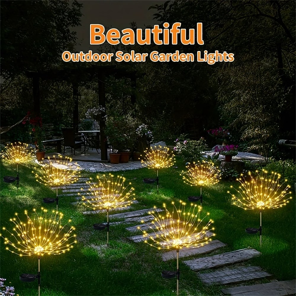 Ground Mounted Solar Firework Light Waterproof Outdoor Lamp For Lawn Patio Yard Flowerbed Landscape Decoration