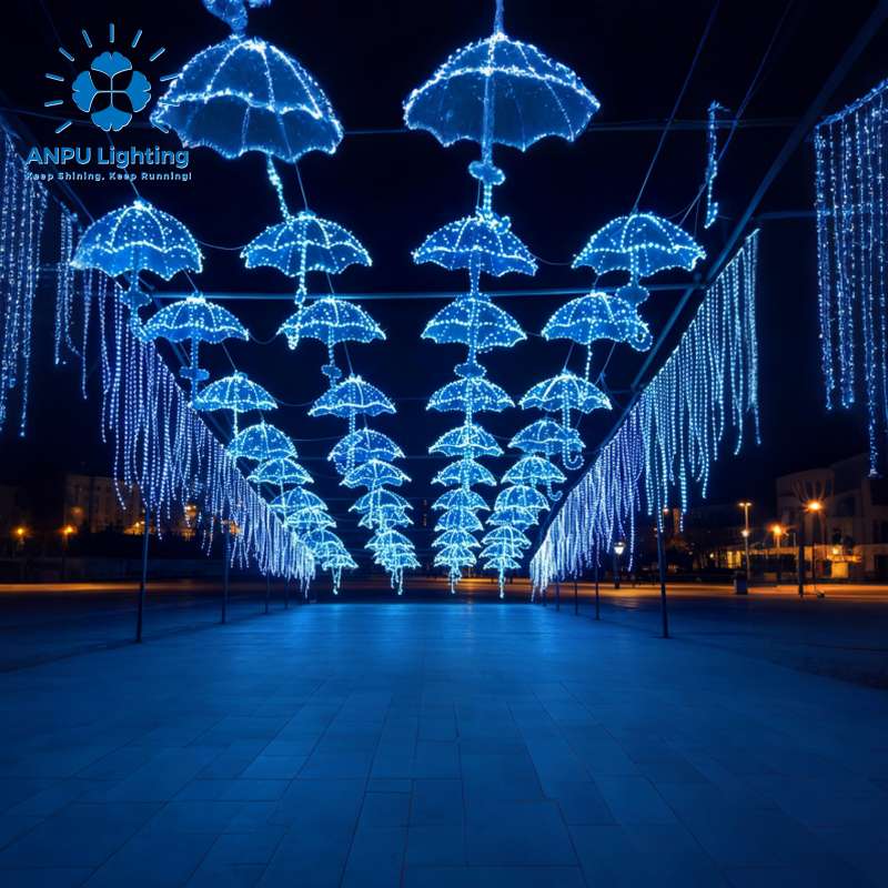 Anpu Illuminated RGB LED 100W Aluminum Umbrella String Light Canopy Decor IP65 High CRI 90 Outdoor Landscape Lighting Christmas
