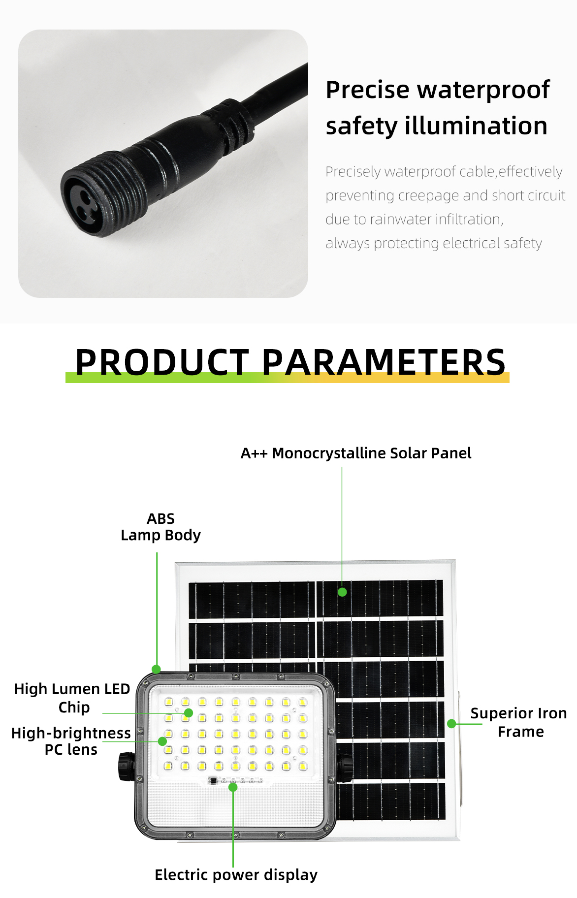 Aixuan LED Solar Flood Light Outdoor Waterproof Reflector Floodlight for Garden Yard 100W 200W 300W