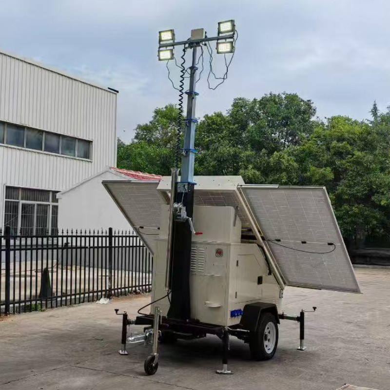7m 9m Windproof And Waterproof Outdoor MobileManual Lifting LED Solar Light Tower