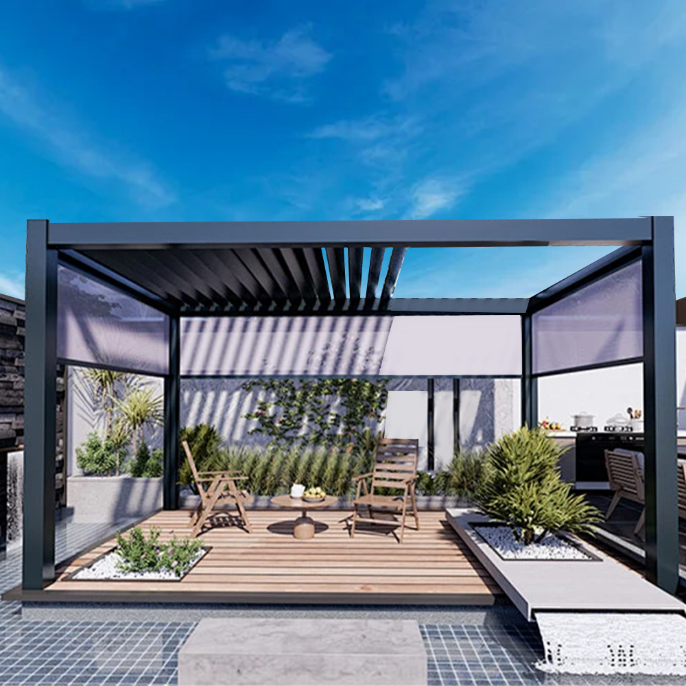 Garden Modern Bioclimatic Retractable Aluminium Profile Roof Awnings Shading Shade For Pergolas And Gazebos Outdoor
