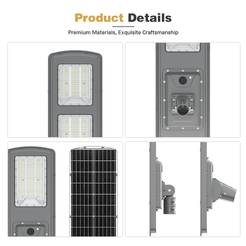 Custom IP66 High-lumen All-in-one Solar Street Lights with Monocrystalline Silicon Solar Panels for Residential Road Lighting