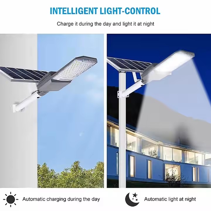 Manufacturer Free Design 100w 200w Aluminum IP65 Waterproof Outdoor Split Street Lamp All in Two Led Solar Street Light
