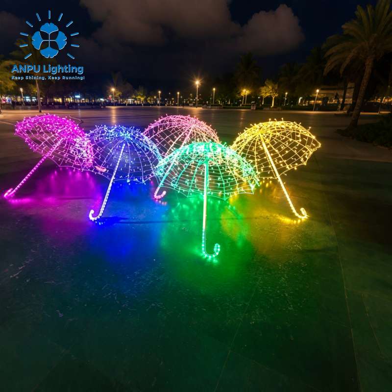 Anpu Illuminated RGB LED 100W Aluminum Umbrella String Light Canopy Decor IP65 High CRI 90 Outdoor Landscape Lighting Christmas