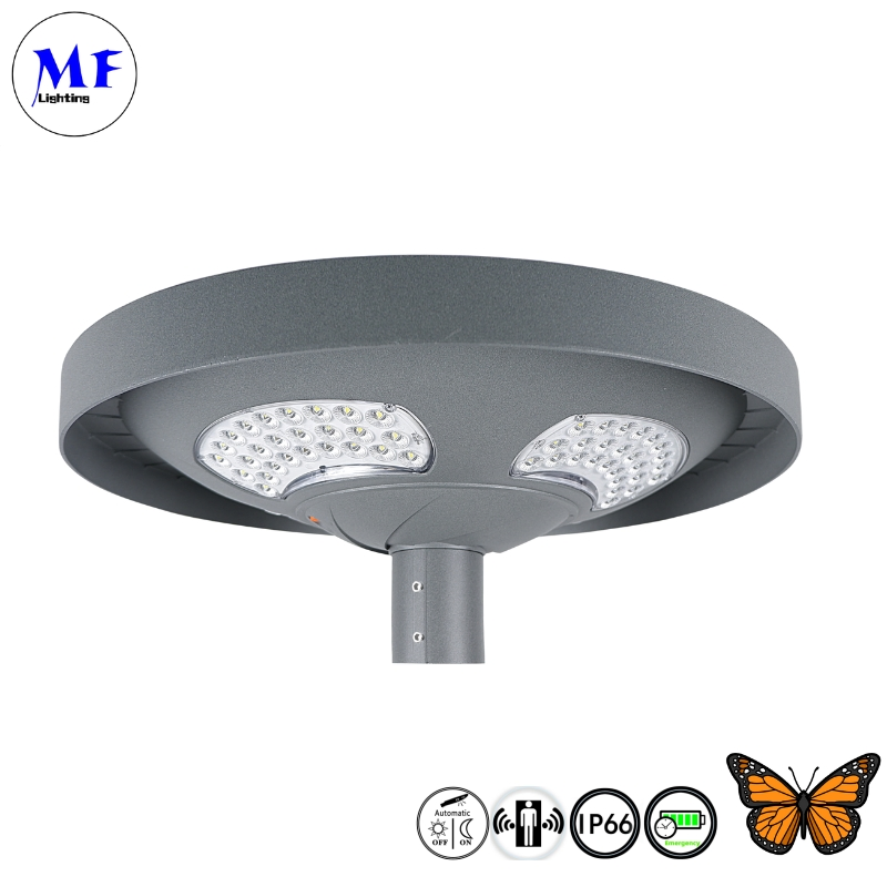 Factory Price IP65 Waterproof Pole Mounted All-in-One Solar Garden Lamp LED Solar Light with Fresnel Lens Sensor for Parking Lot Street Plaza