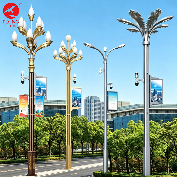 Factory Customized Smart Pole Street Light Pole Integrated HD Camera LED Display Screen Smart City Street Lamp Pole