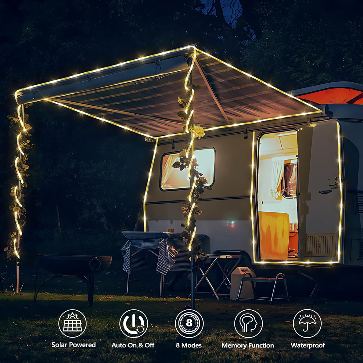 Impermeable Flexible PVC 7M 50LED Solar Rope Lights Luces Solares Exterior For Terraza, Balcon And Jardin With CE RoHS
