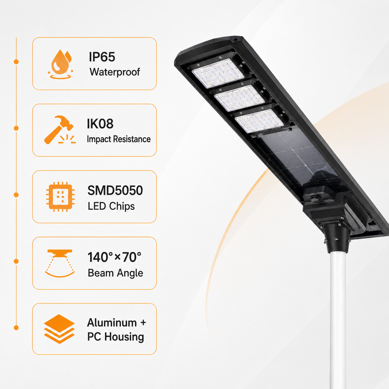 Solar Street Light Complete Set With Pole200W 300W IP65 LiFePO4 All in One Outdoor Road Lamp OEM Wholesale