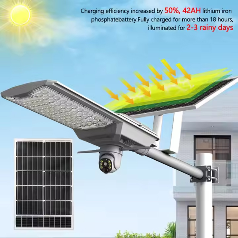High Quality Outdoor Waterproof Ip65 500W 800W 1000W Day Night Auto Sensor Split Solar Led Street Light With Cctv Camera 4G