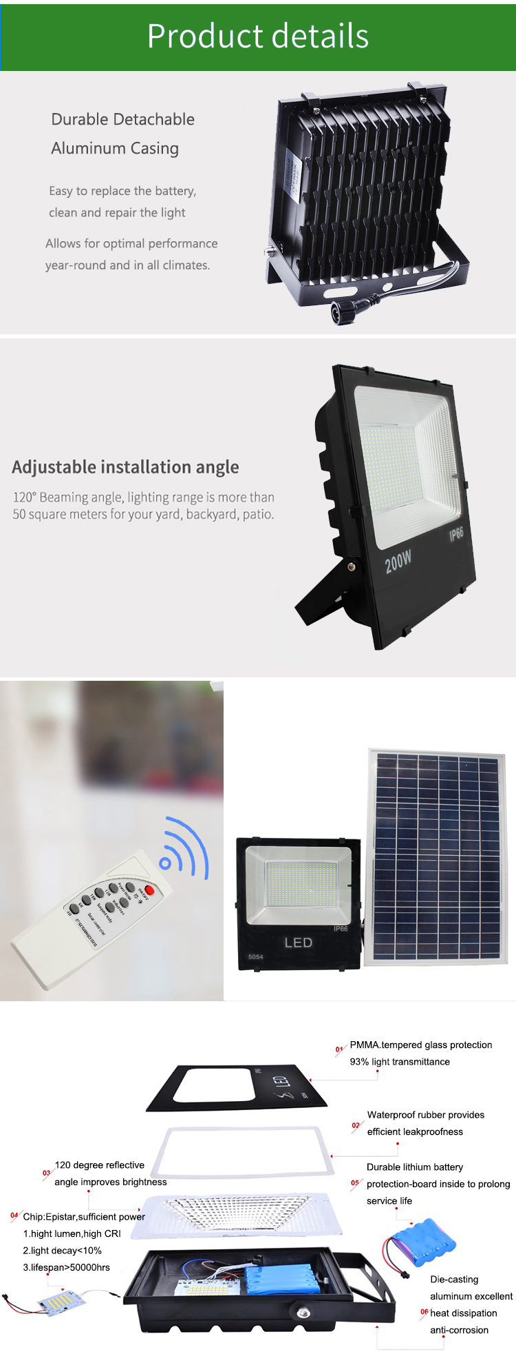 Solar flood light details