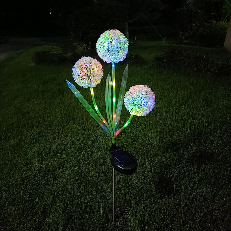 LED Solar Dandelion Floor Lamp Waterproof Small Outdoor Garden Lighting For Courtyard And Park Solar Panel Powered