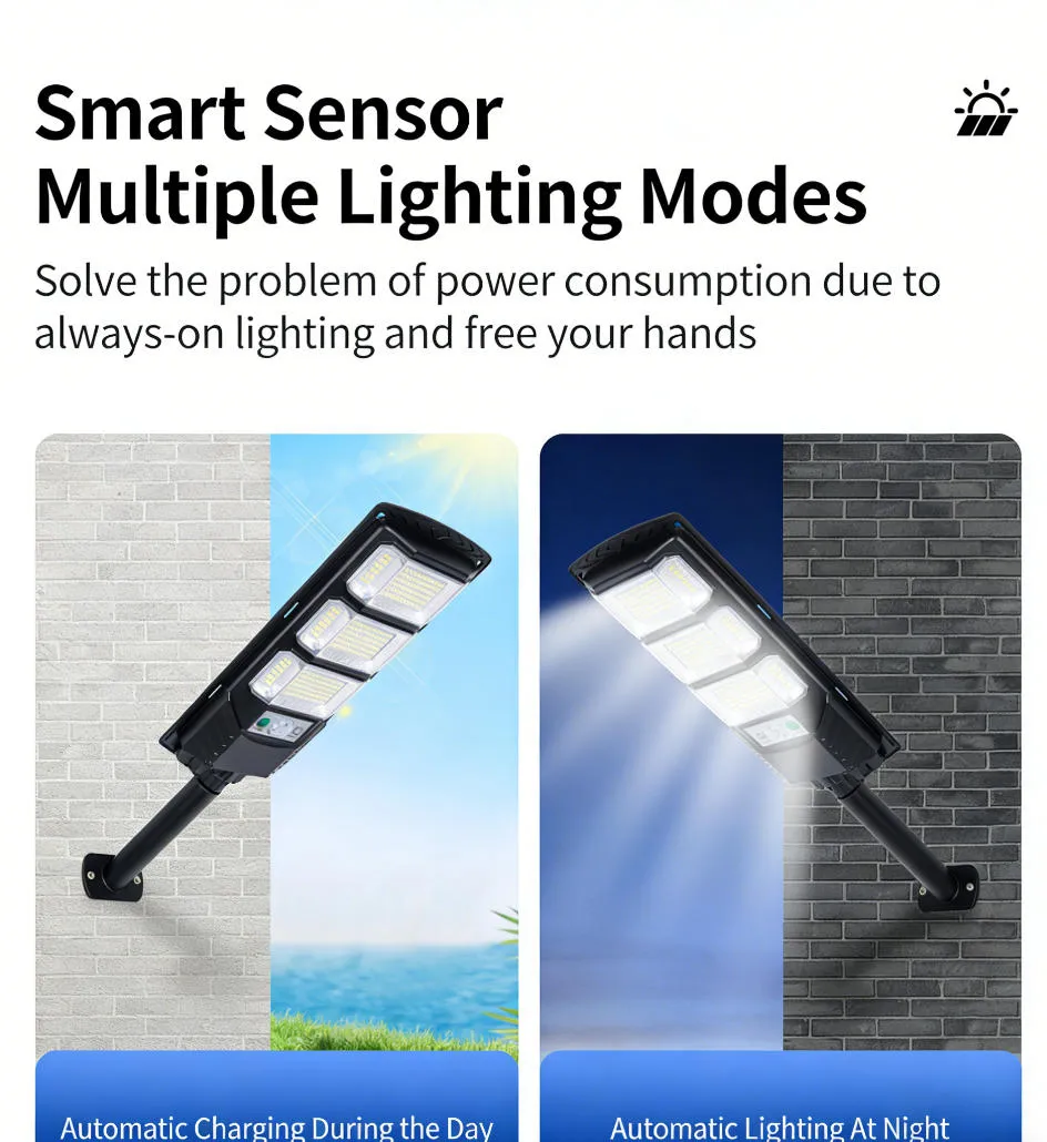 High Power 300W Solar Street Light IP65 Waterproof Wide Angle LED Solar Street Lamp for Highway Park Farm Driveway Plaza Security Lighting
