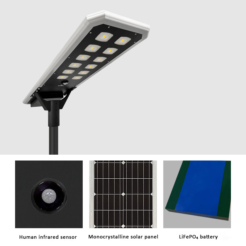 All in One Solar Streetlight 100w 200w 300w Waterproof IP65 Outdoor Integrated LED Solar Powered Street Light With Motion Sensor