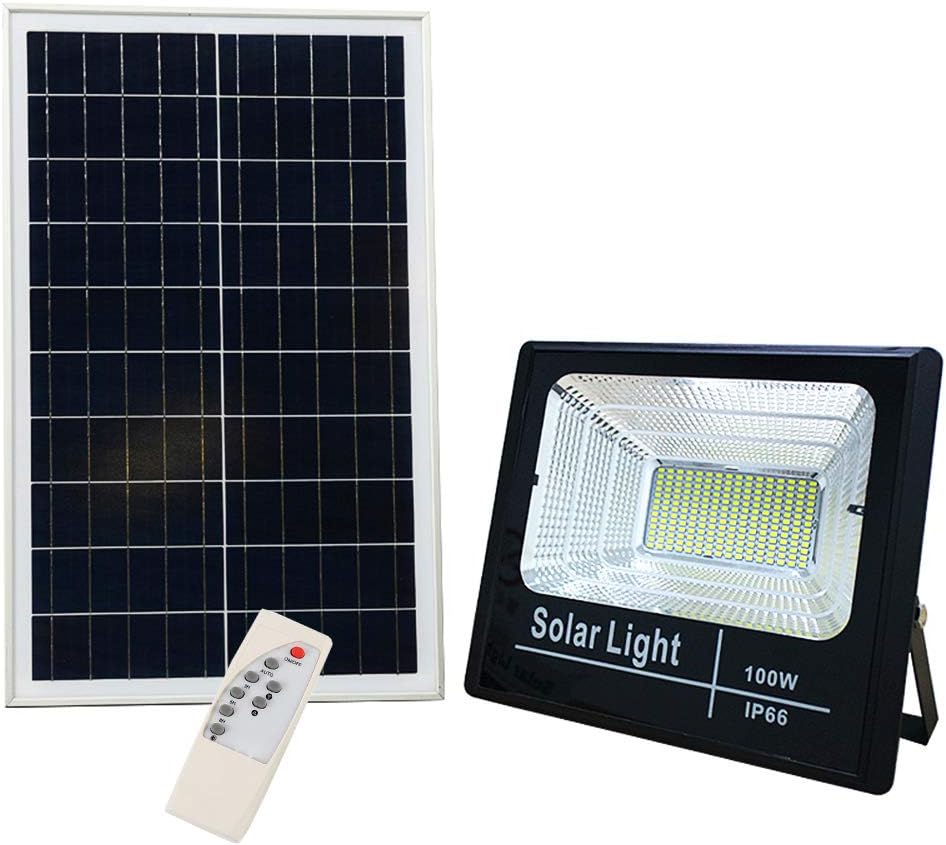 SLOER High Bright IP67 Waterproof Outdoor 100W Flood Solar Light LED Solar Panel Power ABS Remote Control Adjustable 3-Year