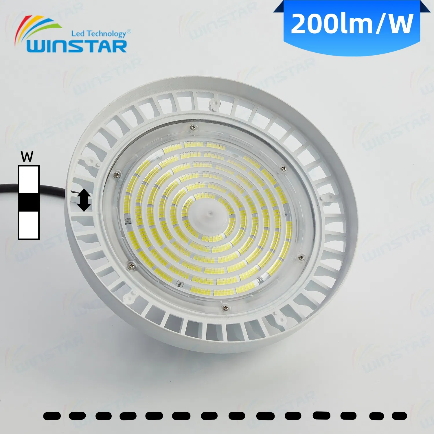 100W 150W 200W LED High Bay Light Tri-Color CCT Switchable Power Selectable IP65 Commercial Industrial Ceiling Lighting UFO
