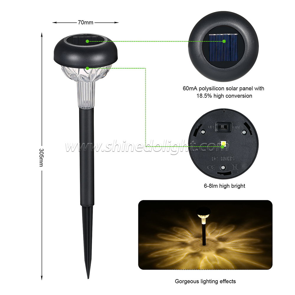 Outdoor Led Pathway Lamps Ultra Bright Atmosphere Landscape Light New Design Ip65 Waterproof Solar Stake Garden Lawn Light