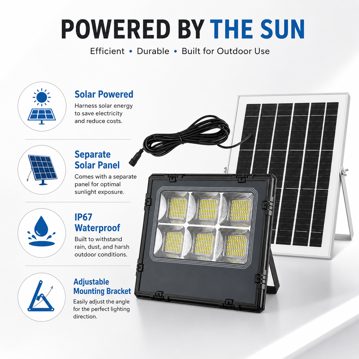 XG-T53 400W Solar Rechargeable LED Flood Light IP67 Waterproof 15000mAh Outdoor Garden Work Light With Remote Control
