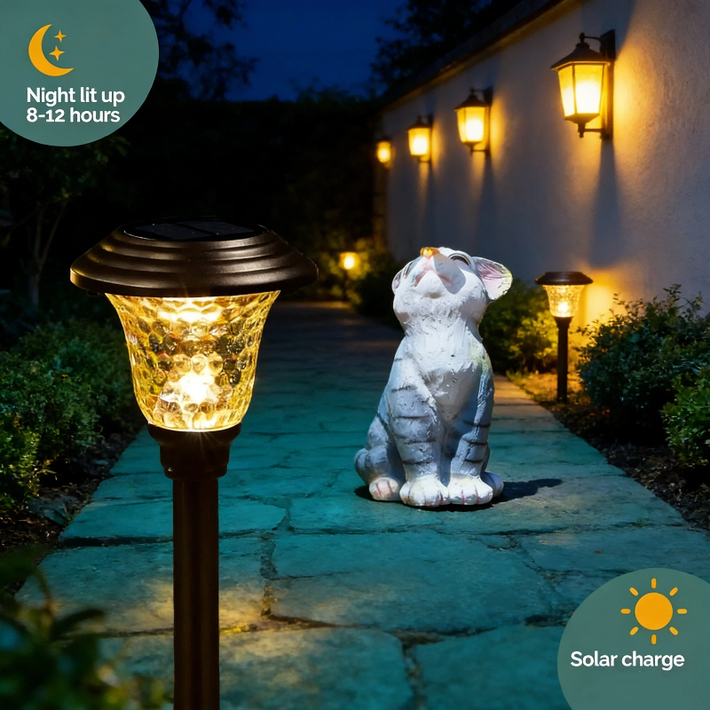New Upgraded Monocrystalline Solar Garden Lights Auto On/Off Neutral White IP65 Waterproof 8-10 Hours Battery Life for Outdoor