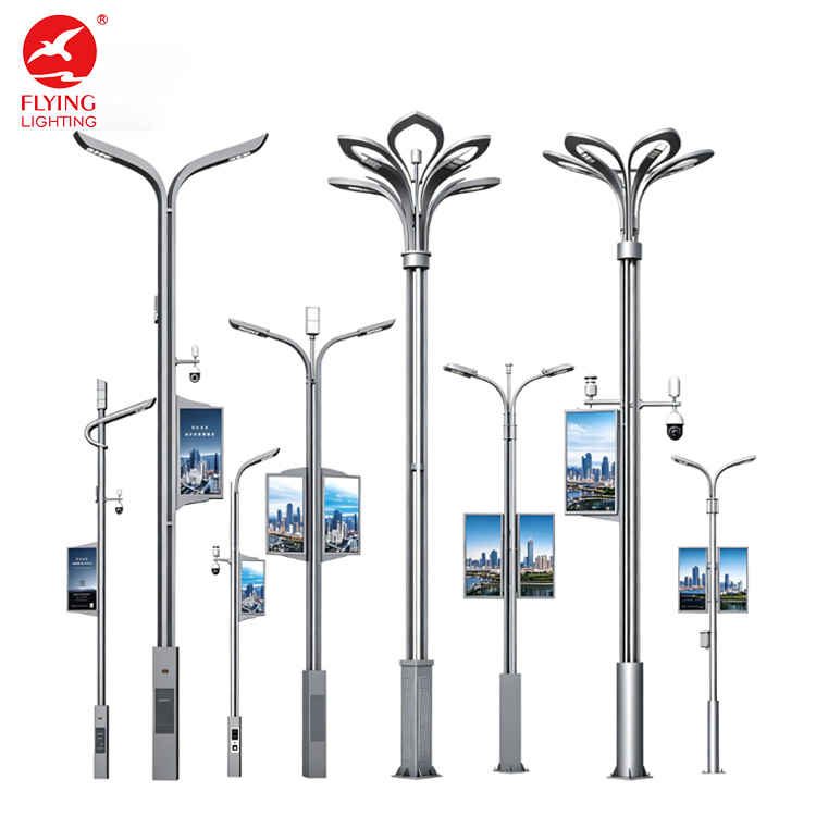 Factory Customized Smart Pole Street Light Pole Integrated HD Camera LED Display Screen Smart City Street Lamp Pole