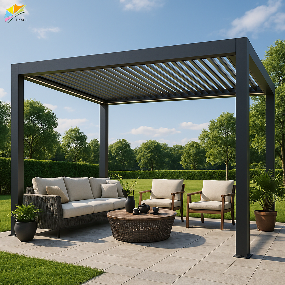 Diy Size 2x3m 3x3 4x4 5x5 5x4 4x6 6x3 M 6x4m Bioclimatica Aluminium Outdoor Pergola Motorized Roof And Automatic Screens