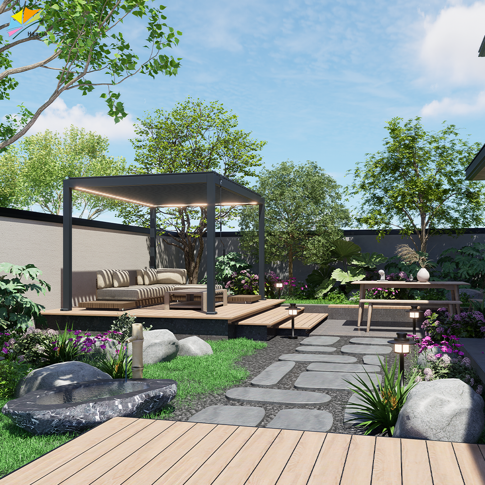 Diy Size 2x3m 3x3 4x4 5x5 5x4 4x6 6x3 M 6x4m Bioclimatica Aluminium Outdoor Pergola Motorized Roof And Automatic Screens