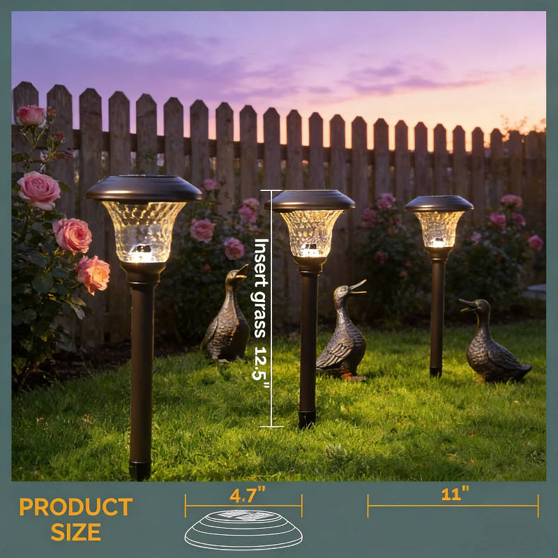 New Upgraded Monocrystalline Solar Garden Lights Auto On/Off Neutral White IP65 Waterproof 8-10 Hours Battery Life for Outdoor