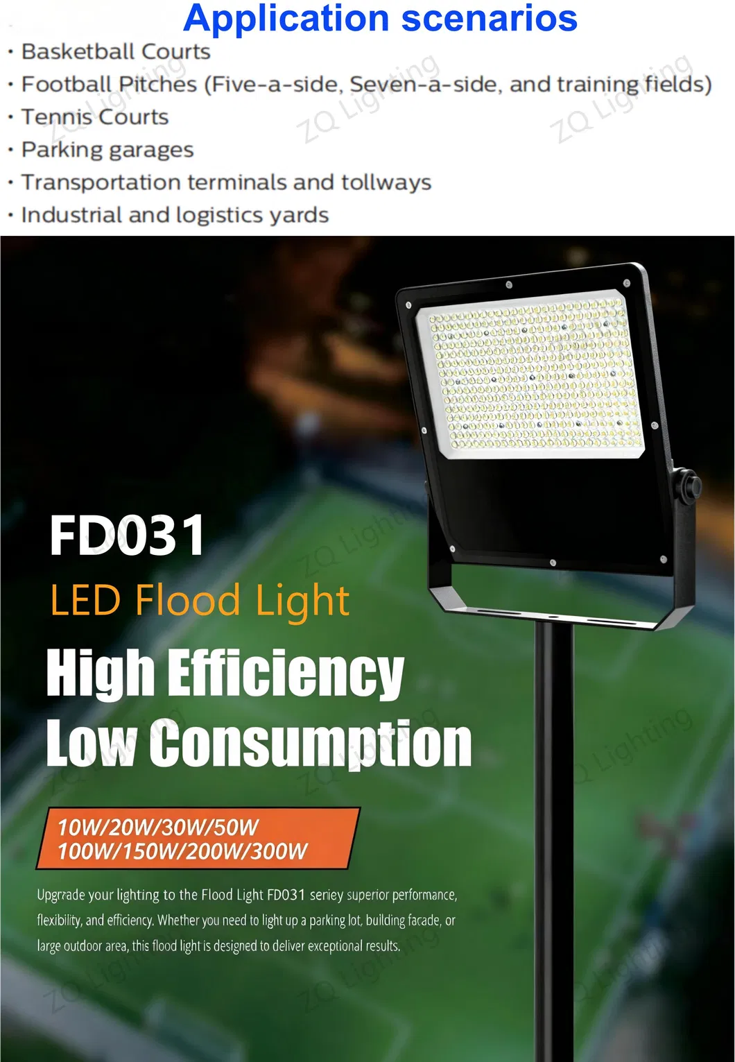 LED Flood Light Outdoor LED-Light Floodlight Projector 50W 100W 150W 200W 300W 400W 500W 1000W Watt LED Stadium Light Garden Landscape Tennis Court Solar Lamp