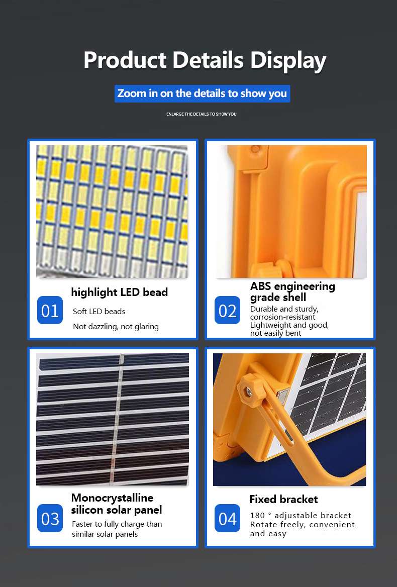 Garage Warehouse Sports Stadiums Camping Working Lighting 100W Emergency Portable Solar Floodlight Rechargeable Led Flood Light