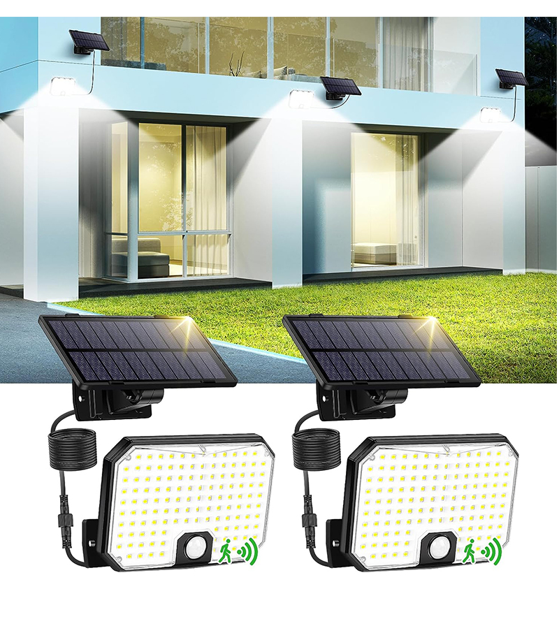 High Quality Outdoor Solar Powered Garden Wall Lamp 124LED IP44 Waterproof Motion Sensor Solar Yard Wall Light