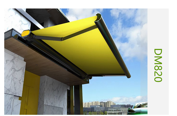 Outdoor Retractable Awning With Motor Control And LED Lights Garden Canopy Sun Shade Full Cassette Awning
