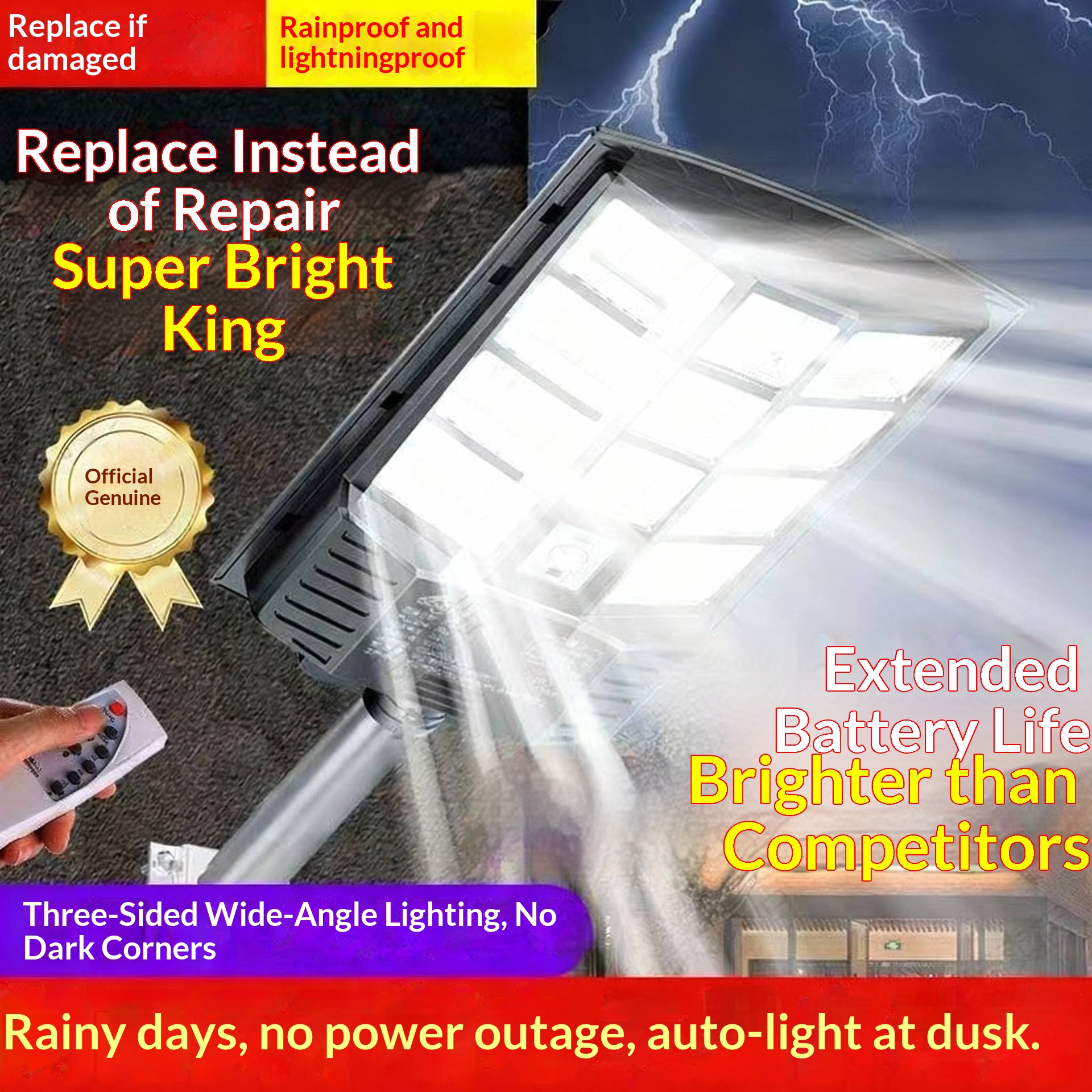 2026 New Solar Integrated Street &amp; Courtyard Outdoor Light with IP66 Rating 5000K Daylight 40000 Lumens for Garden Landscape Use