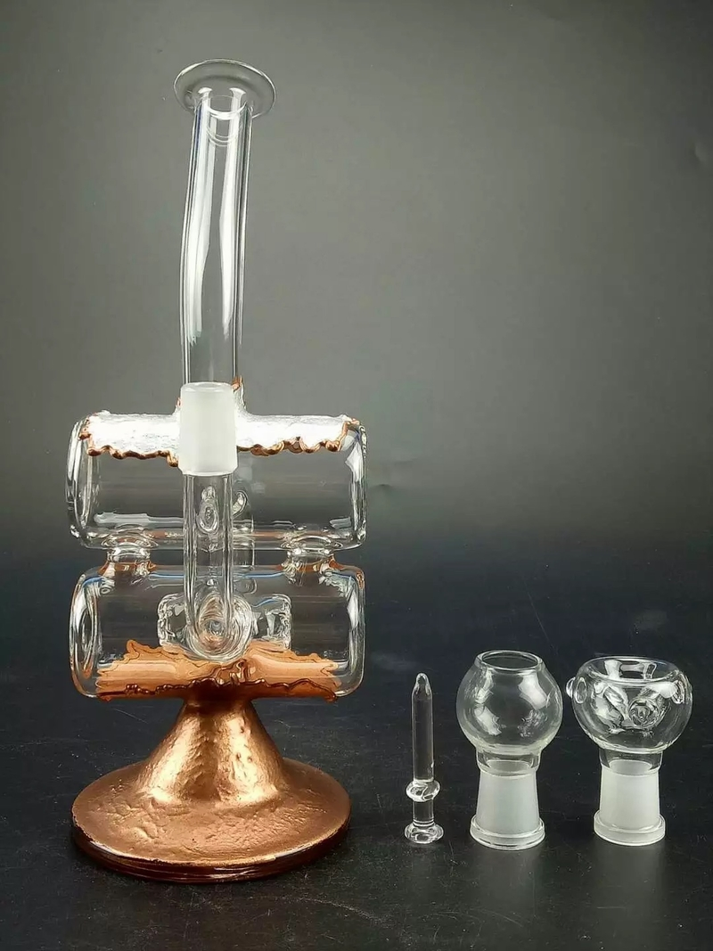 Hbking 8 Inches Copper Plating Glass Double Recycler DAB Oil Rig