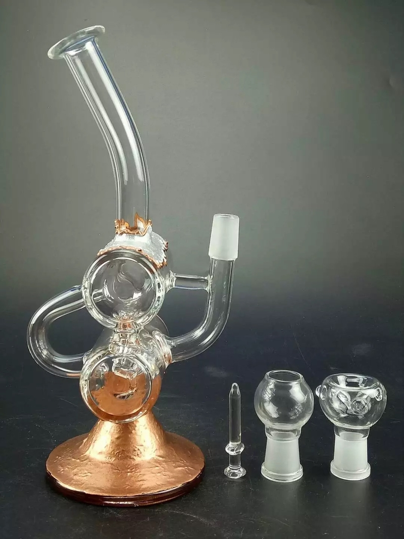 Hbking 8 Inches Copper Plating Glass Double Recycler DAB Oil Rig