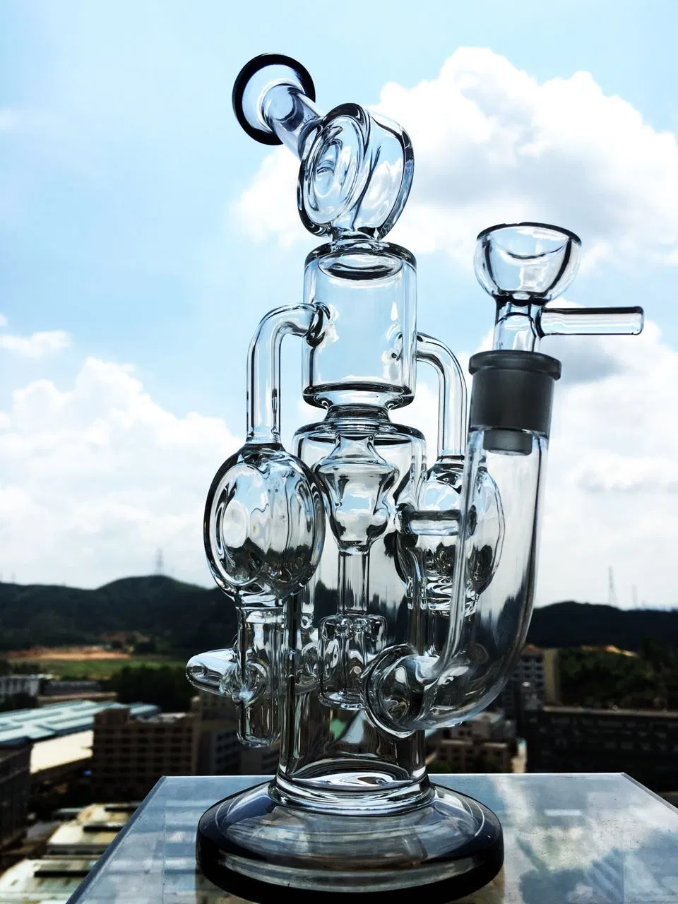 Recycler Inline Percolator Glass Water Pipe