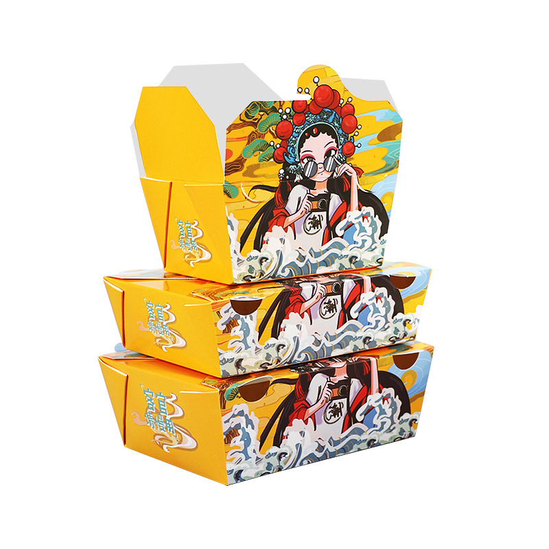 Custom Printed Recycled Take Away French Fries Paper Boxes Fast Food Burger Hamburger Packaging Take out Container Food Box