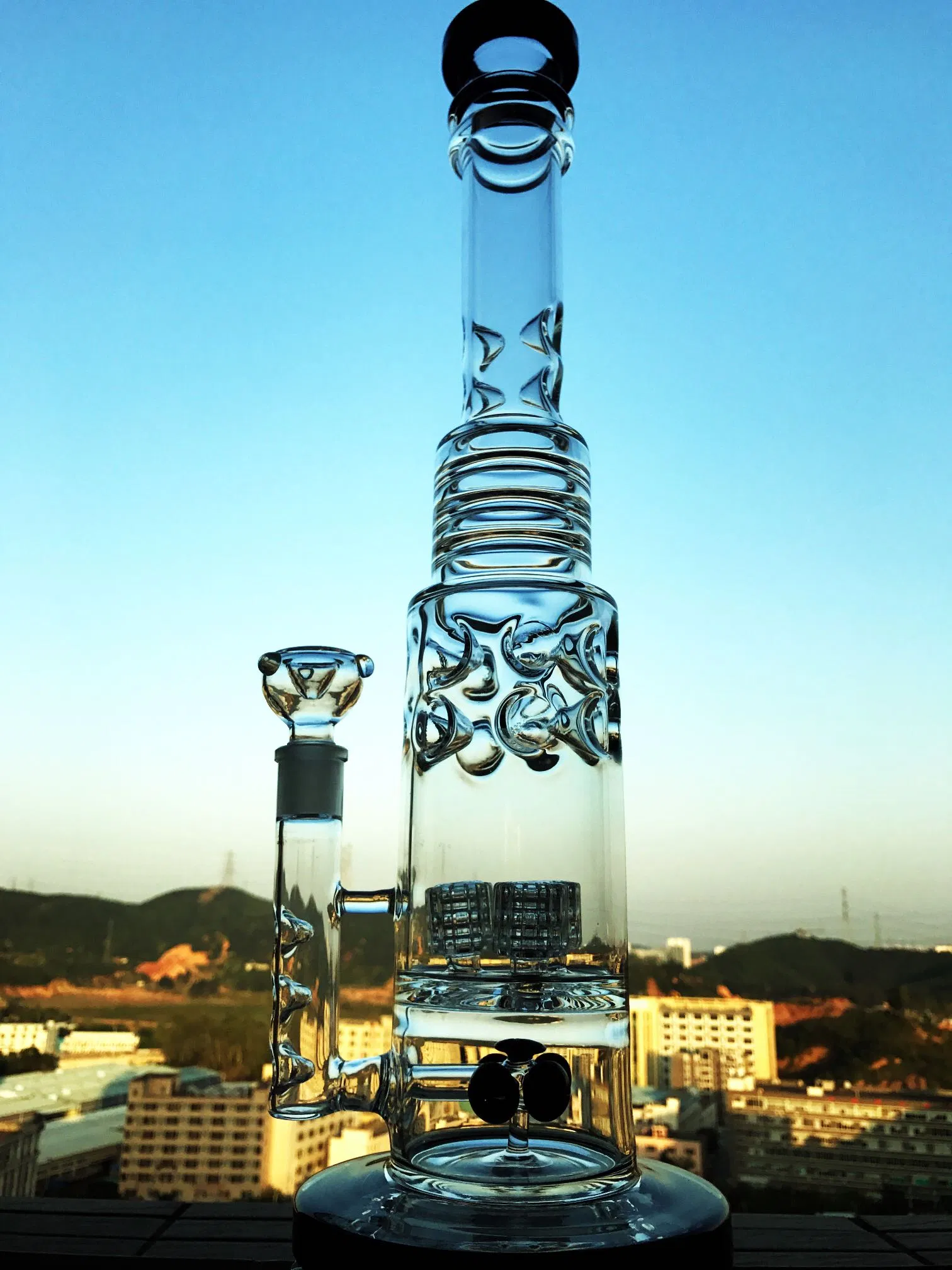 Recycler Inline Percolator Glass Water Pipe Glass High Quality Recycler Tobacco Tall Color Bowl Glass Craft Ashtray Glass Pipes Heady Beaker Bubbler Handcrafted