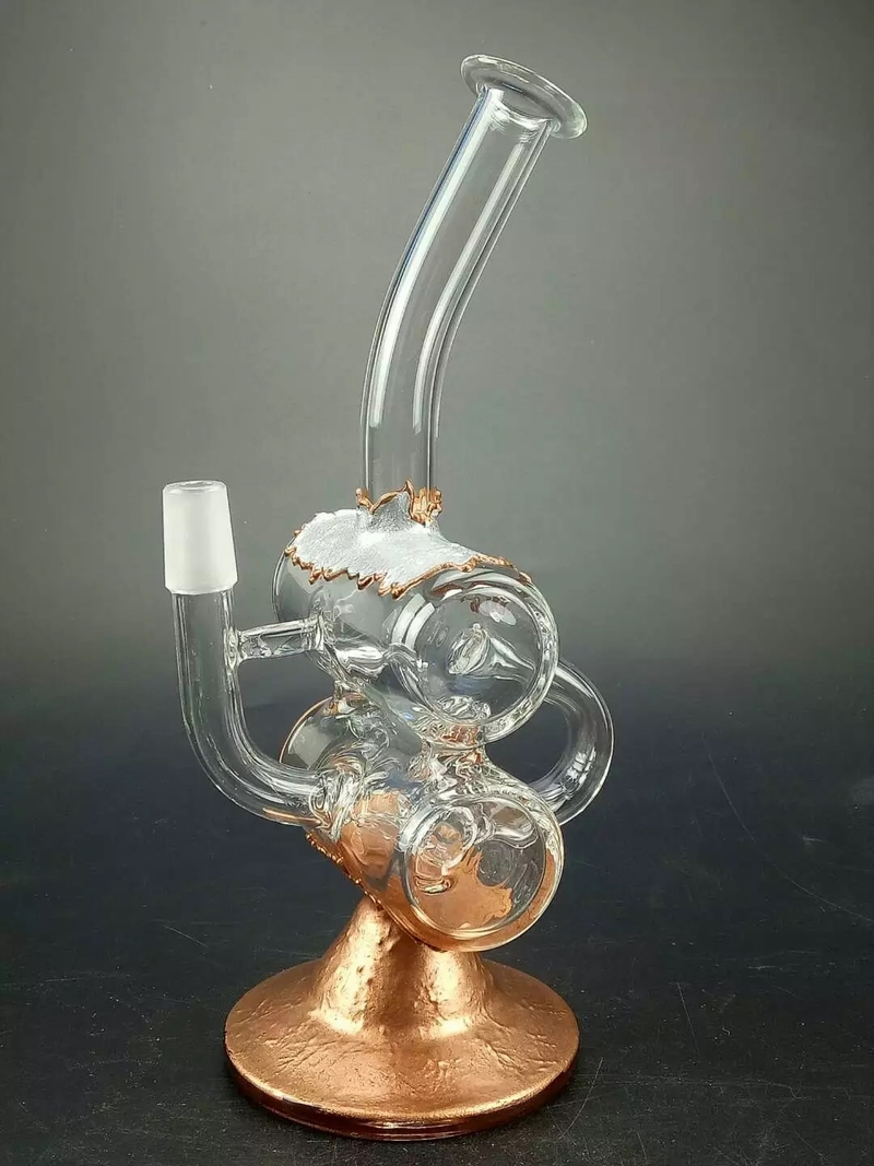 Hbking 8 Inches Copper Plating Glass Double Recycler DAB Oil Rig