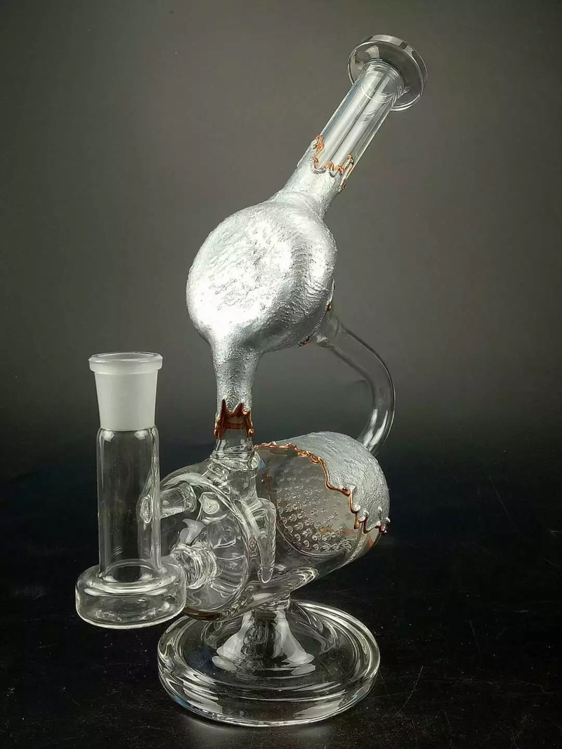 Hbking 8 Inches Copper Plating Glass Double Recycler DAB Oil Rig