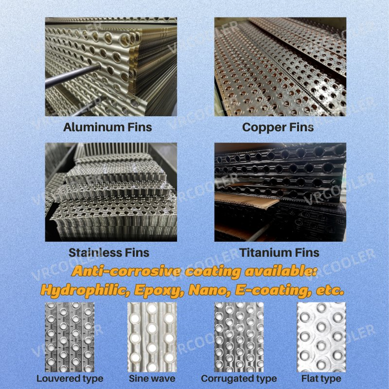 Copper Tube Aluminum Fin Air Cooled Chiller Heat Exchanger Evaporator Condenser Coil for Replacement