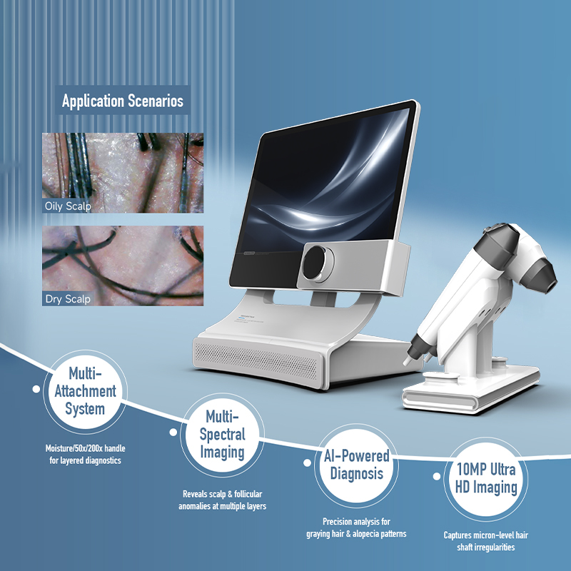 Intelligent T5 AI Intelligent Scalp Analyzer AI Digital Skin Hair Scalp Analysis HD Microscope Hair Analysis Device