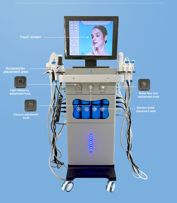 18 In1 Hydra Oxygen Machine with Water Facial &amp; Skin Analyzer Deep Cleansing Microdermabrasion 1-Year Warranty for Salon Use