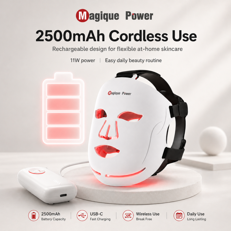 Magique Power New Flexible SIlicone Mask Custom Red Light Mask 5 Wavelengths Red Light Therapy Mask 1072 nm