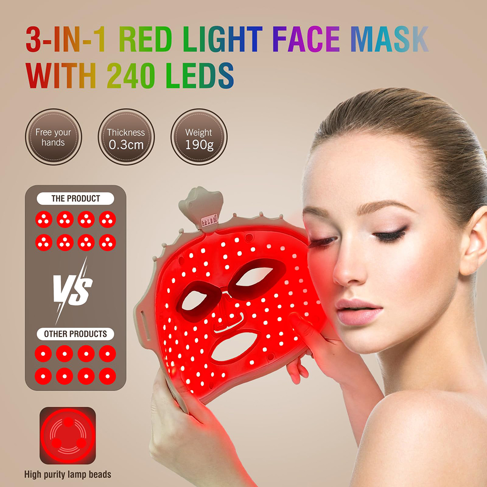ZMFR Led Red Light Facial Beauty Mask 7 Color Led Face Mask Light Therapy With 450nm 590nm 630nm &amp; 850nm