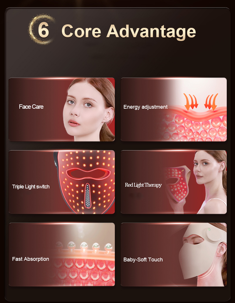 Custom Logo LED Red Light Therapy Face Mask 4D Infrared Beauty Mask