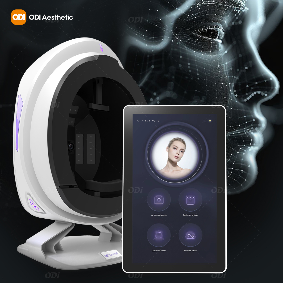 3D AI Facial Skin Analyzer Detection Skin Problem Analysis Diagnosis 8 Spectrum 3d Skin Analyzer Machine For Medical Spa